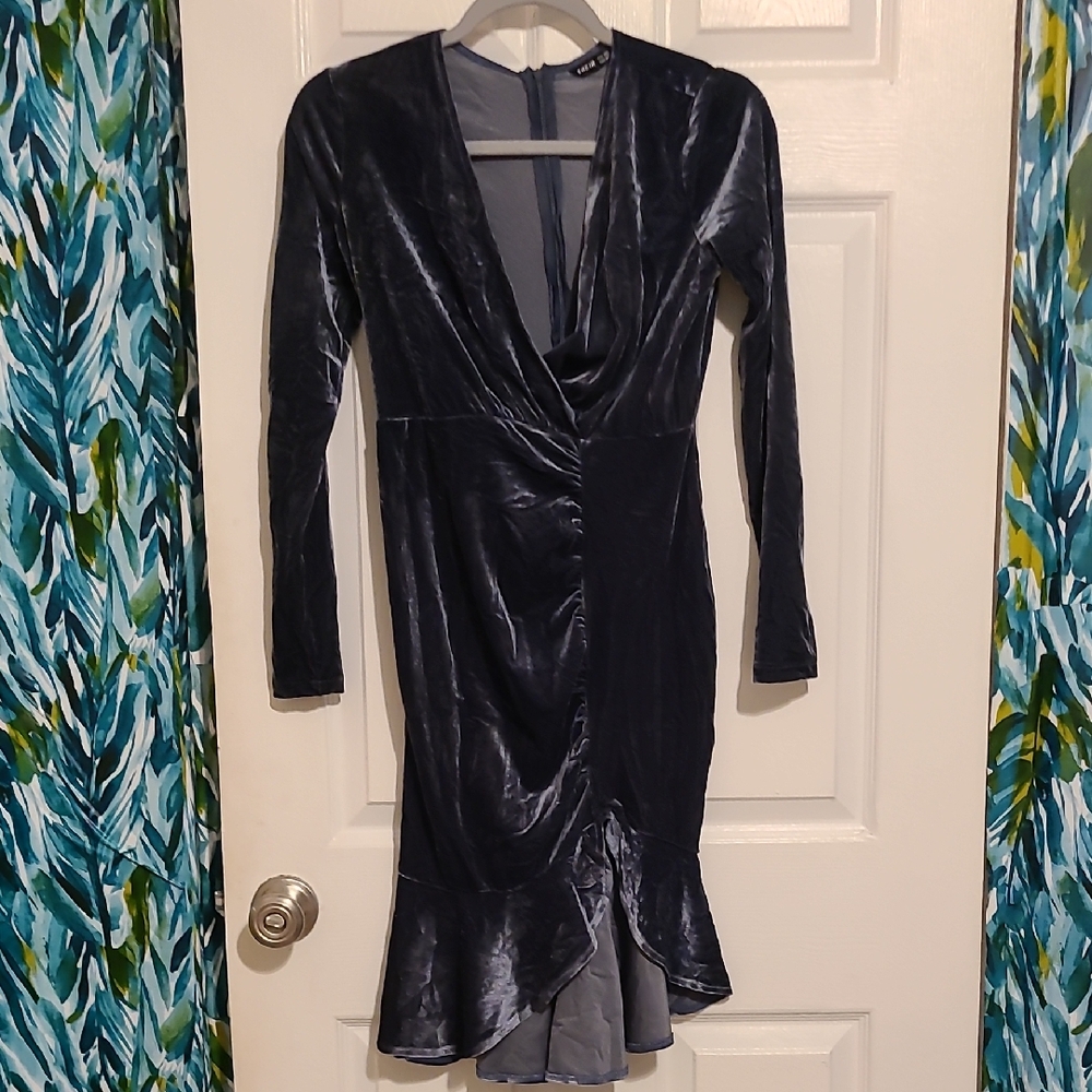 SHEIN Shimmering Dark Gray Long Sleeve Dress